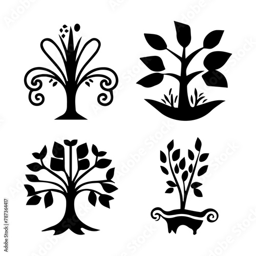 Shape and Flower Silhouettes, Silhouette Variety, Floral and Geometric Silhouettes, Shapes & Flowers, Floral & Shape Silhouettes.