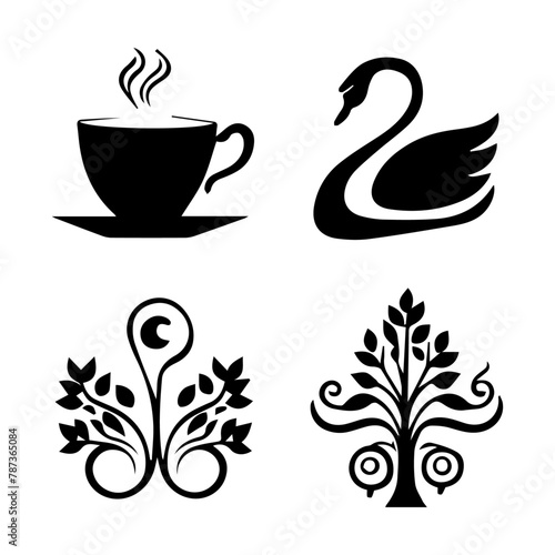 Shape and Flower Silhouettes, Silhouette Variety, Floral and Geometric Silhouettes, Shapes & Flowers, Floral & Shape Silhouettes.