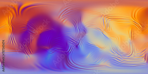HDRI. Gradient waves, iridescent chrome wavy surface. Full spherical panorama 360 degrees. Cloth, fabric, liquid surface, ripples, reflections. 3D render illustration.