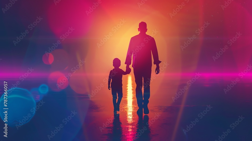 fathers day background for banner , happy family, aspect ratio 2:1