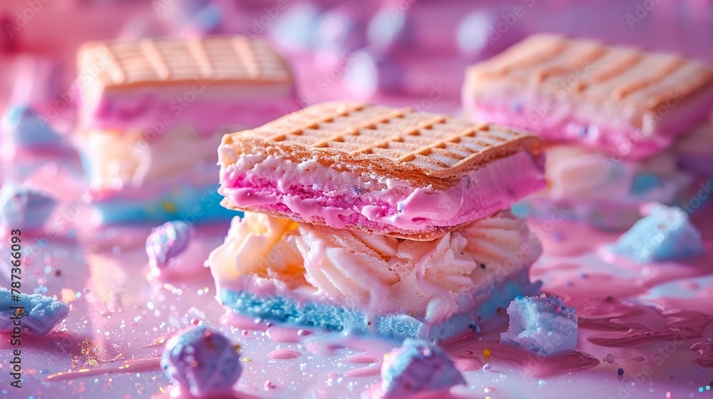 Vibrant colors illuminated the pastel ice cream sandwiches.