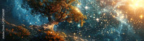The mystical fruit from the ancient tree fascinates interstellar creatures with wonder photo
