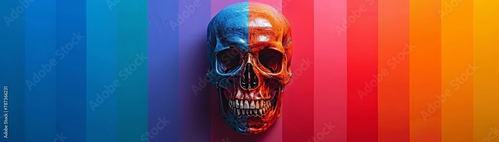 Fototapeta premium A colorful rainbow encircling a human skull