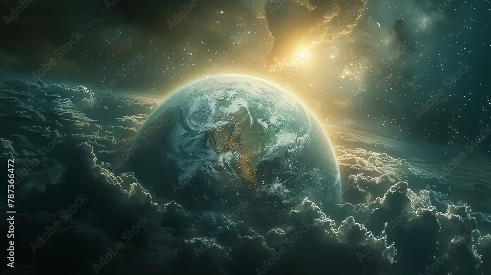 Earth from space showing the beauty of space exploration. 3d rendering