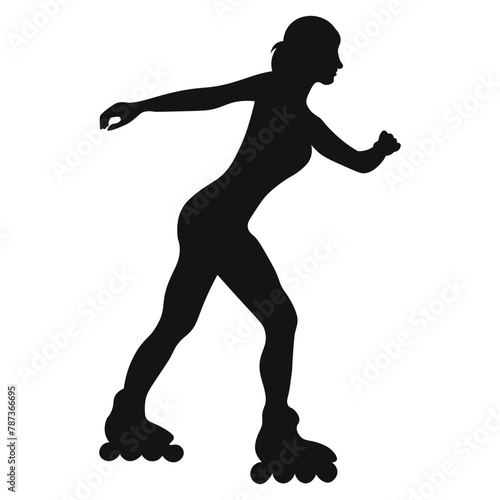 Roller Skating Girl Silhouette Collection For Design Element Templet