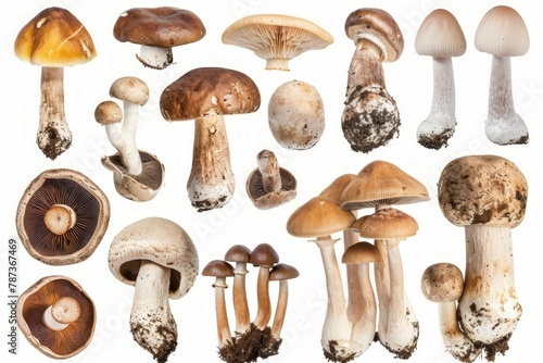 mushrooms white background 