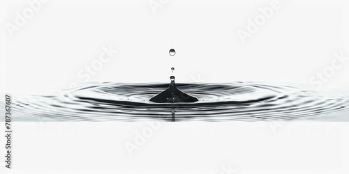 a single droplet of water creating ripples on the surface of a calm pond on a white background 