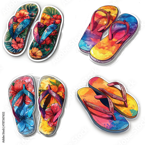 stickers vector flip flops