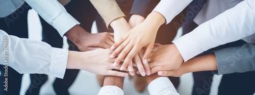 stack of businessman hands for teamwork