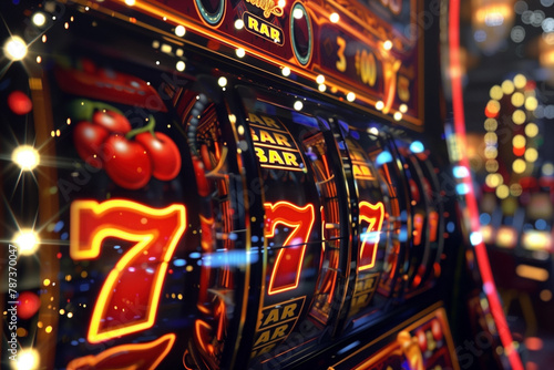 Casino slot machines close up