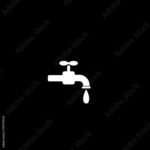 Water tap icon simple sign isolated on black