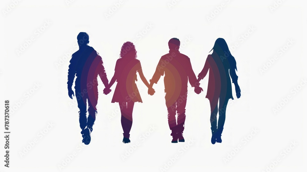 Fototapeta premium Silhouette vector of happy business team 