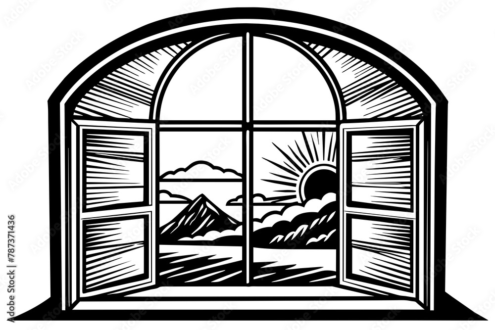 the-window-shows-that-the-sun-is-rising vector illustration the-window-shows-that-the-sun-is-rising vector illustration