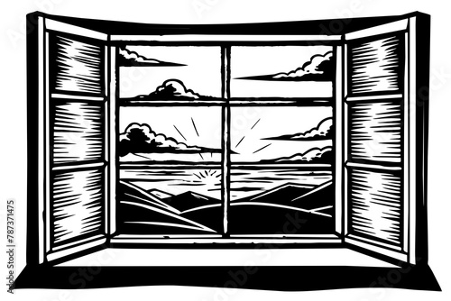 the-window-shows-that-the-sun-is-rising    vector illustration