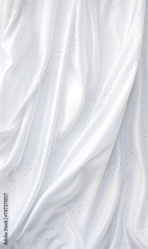 Rippled White Silk Satin Fabric Texture Background