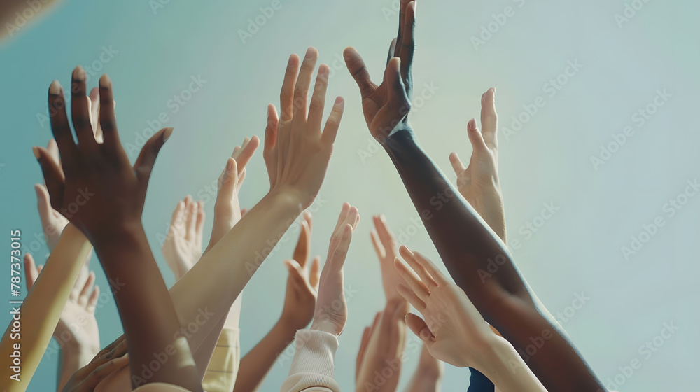Panorama diversity multiethnic group of people success team together Banner group of teamwork high five team together hands raise up power partner Volunteer mission business partner wi : Generative AI Panorama diversity multiethnic group of people success team together Banner group of teamwork high five team together hands raise up power partner Volunteer mission business partner wi : Generative AI