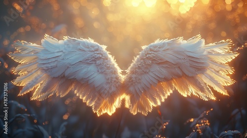 Angel Wings: A photo of a pair of white, feathered angel wings