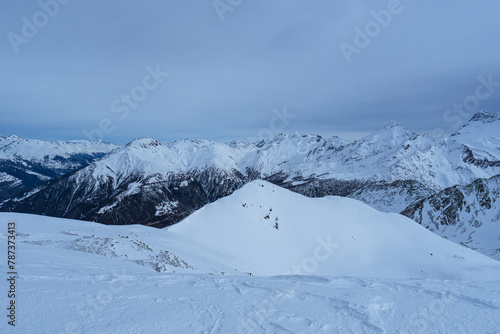 The view near the top of the Spitzhorli, one of the most panoramic peaks of the Alps, near the Sempione Pass, Switzerland.