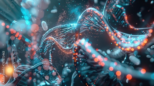 DNA with AI in genetic research for personalized medicine, Ai generated for ads
