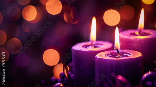 Advent Candles Purple Votive Candlelight photo