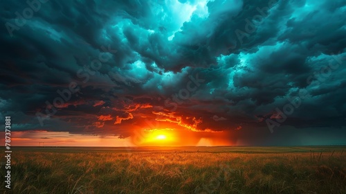 Dramatic Landscapes: A photo of a dramatic sunset over a vast © MAY