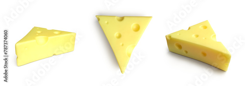 illustration of a small piece of yellow cheese with holes, to create a scene