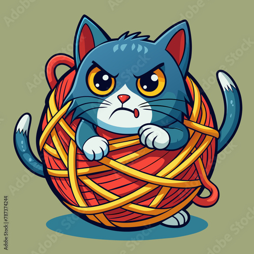 The Determined Escape of a Cat Tangled in Yarn