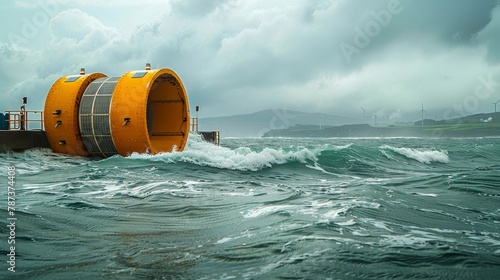 Energy Spark: A photo of a wave energy converter in the ocean photo
