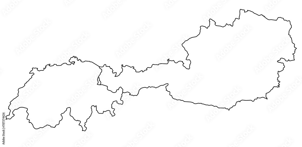 Contours of the map of Austria, Switzerland