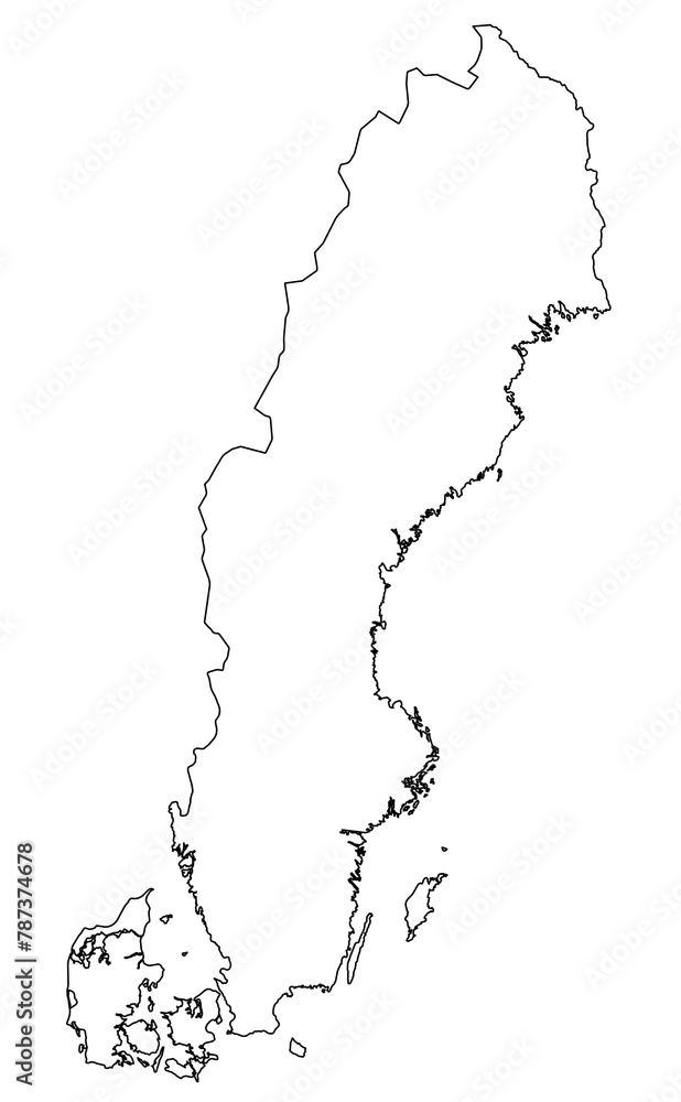 Contours of the map of Denmark, Sweden