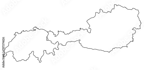 Contours of the map of Austria  Switzerland