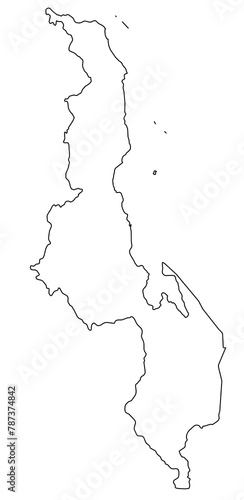 Outline of the map of Malawi with regions