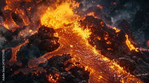 Flame and Fire: A photo of a volcanic eruption