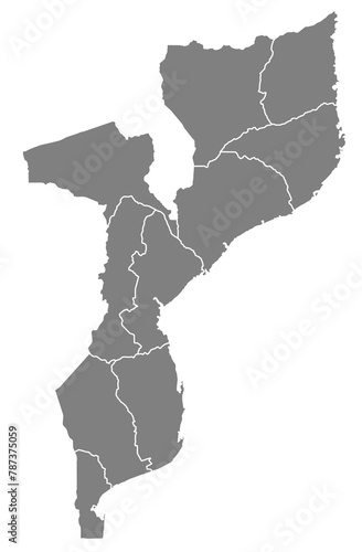 Outline of the map of Mozambique with regions