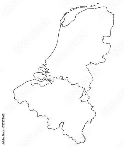 Contours of the map of Netherlands, Belgium