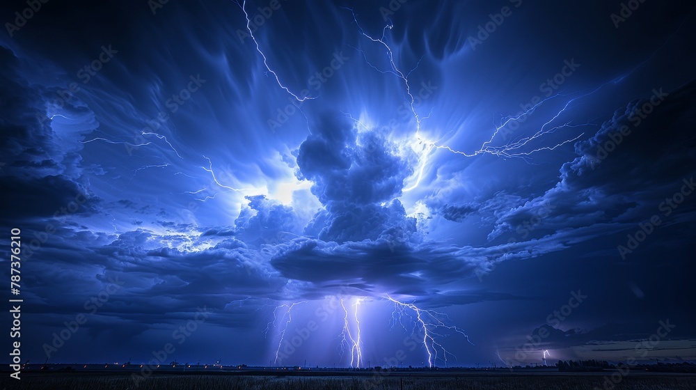 Night Thunderstorm: An image of a thunderstorm at night, with multiple lightning strikes creating a spectacular light Night Thunderstorm: An image of a thunderstorm at night, with multiple lightning strikes creating a spectacular light