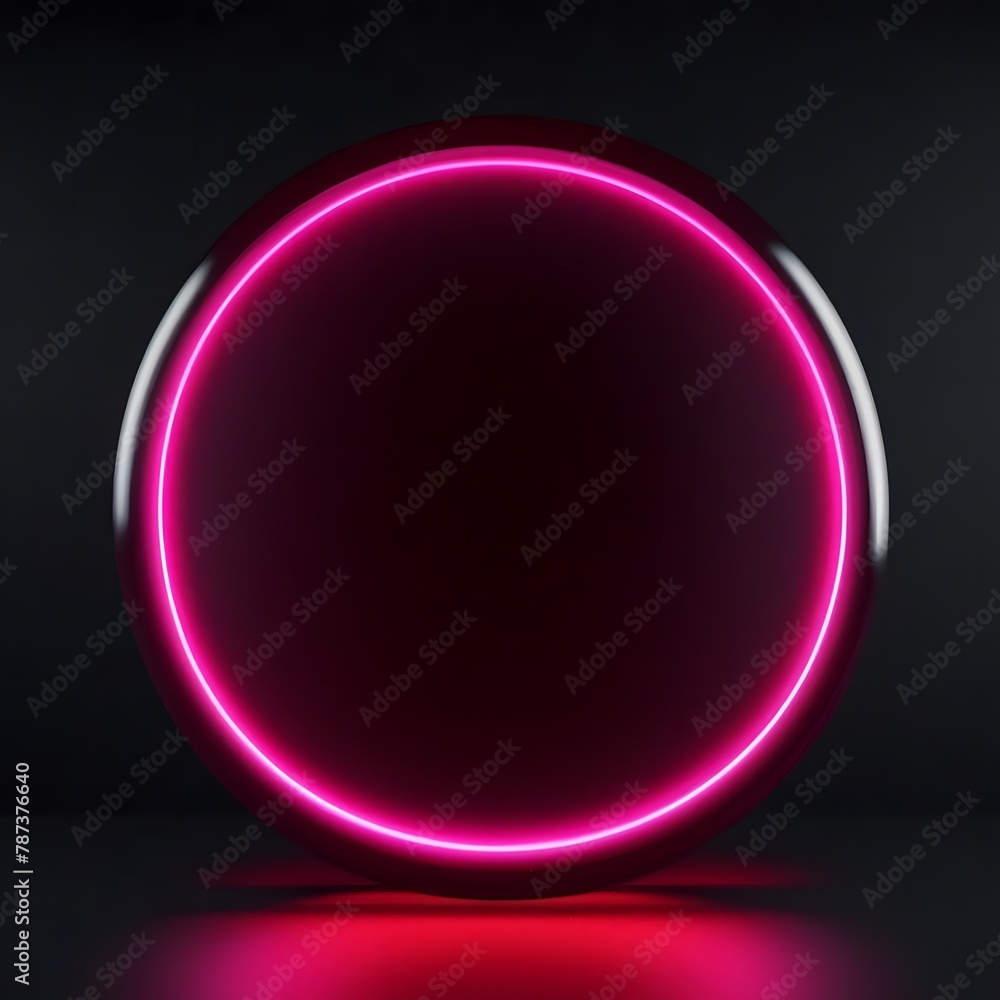 Abstract neon bright color circle of glowing neon lighting on dark background
Abstract neon bright color circle of glowing neon lighting on dark background
