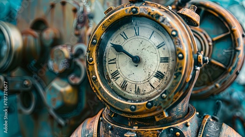 Vintage diver's helmet with clock time concept