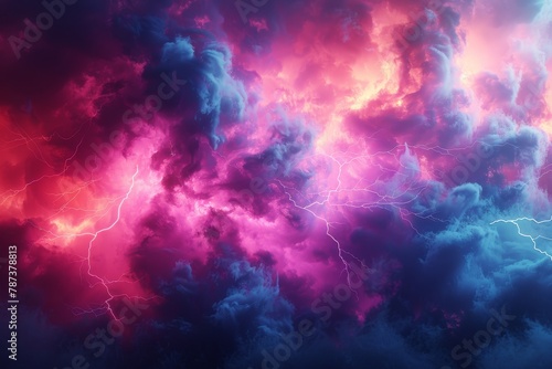Colorful Sky Filled With Clouds and Lightning