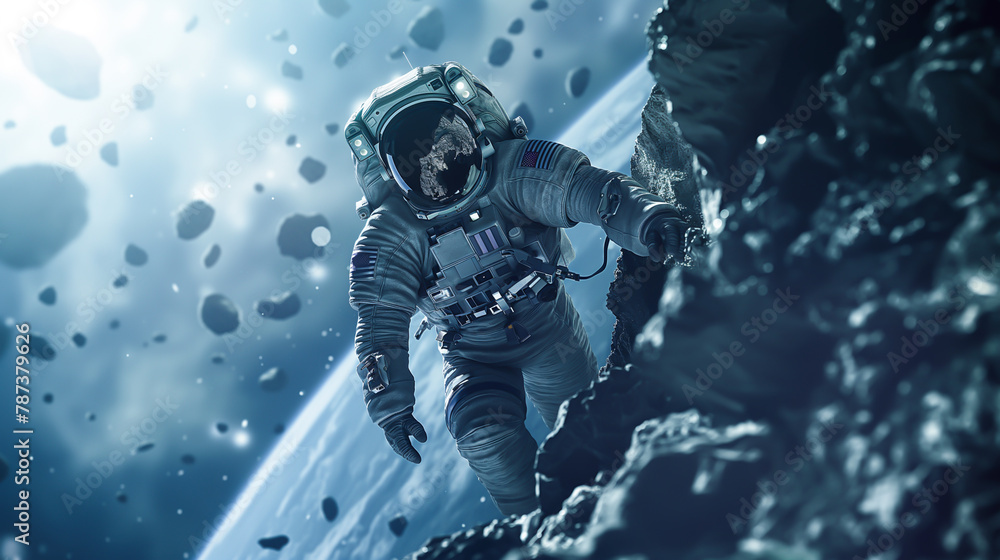 Astronaut exploring a new planet far away in the universe. Astronaut exploring a new planet far away in the universe.