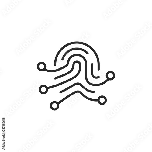 Digital fingerprint icon. Representation of biometric identification and digital security for access control in apps, social media, and web design. Vector illustration.