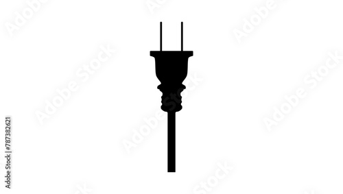 Electrical plug, black isolated silhouette