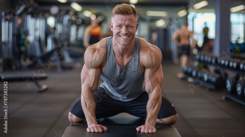 Smiling Man During Gym Workout