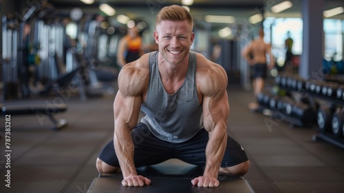 Smiling Man During Gym Workout © MP Studio