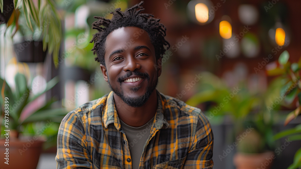 Black male influencer or content creator recording a video podcast or YouTube video. Speaking into camera. Black male influencer or content creator recording a video podcast or YouTube video. Speaking into camera.