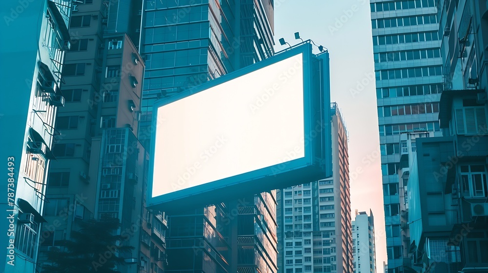 Obraz premium Outdoor billboard advertisement mockup background of buildings in big cities : Generative AI