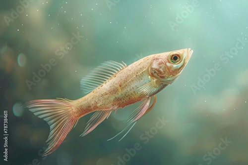 Vibrant Digital Painting of Lifelike Fish Swimming in Underwater Aquatic Environment