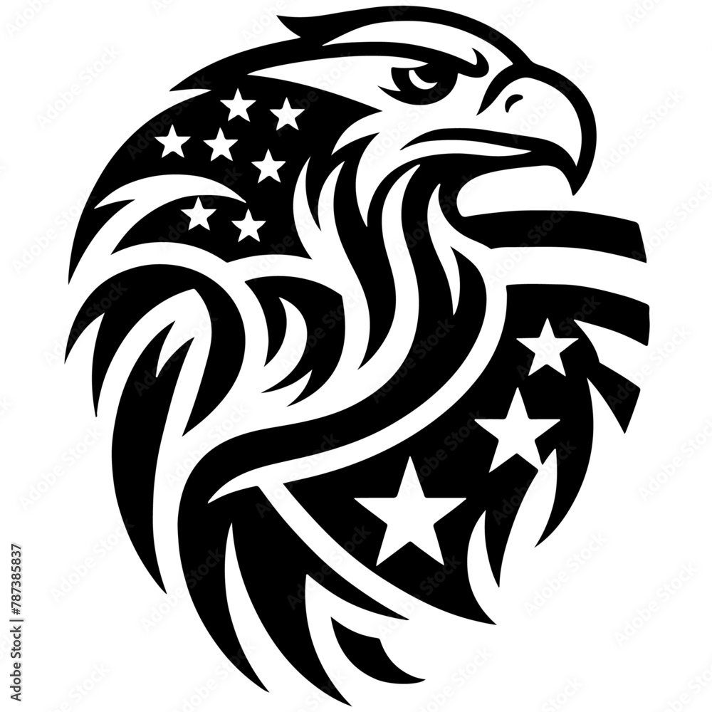 Obraz premium Vector illustration of Eagle holds the American flag on 4th July Independence Day