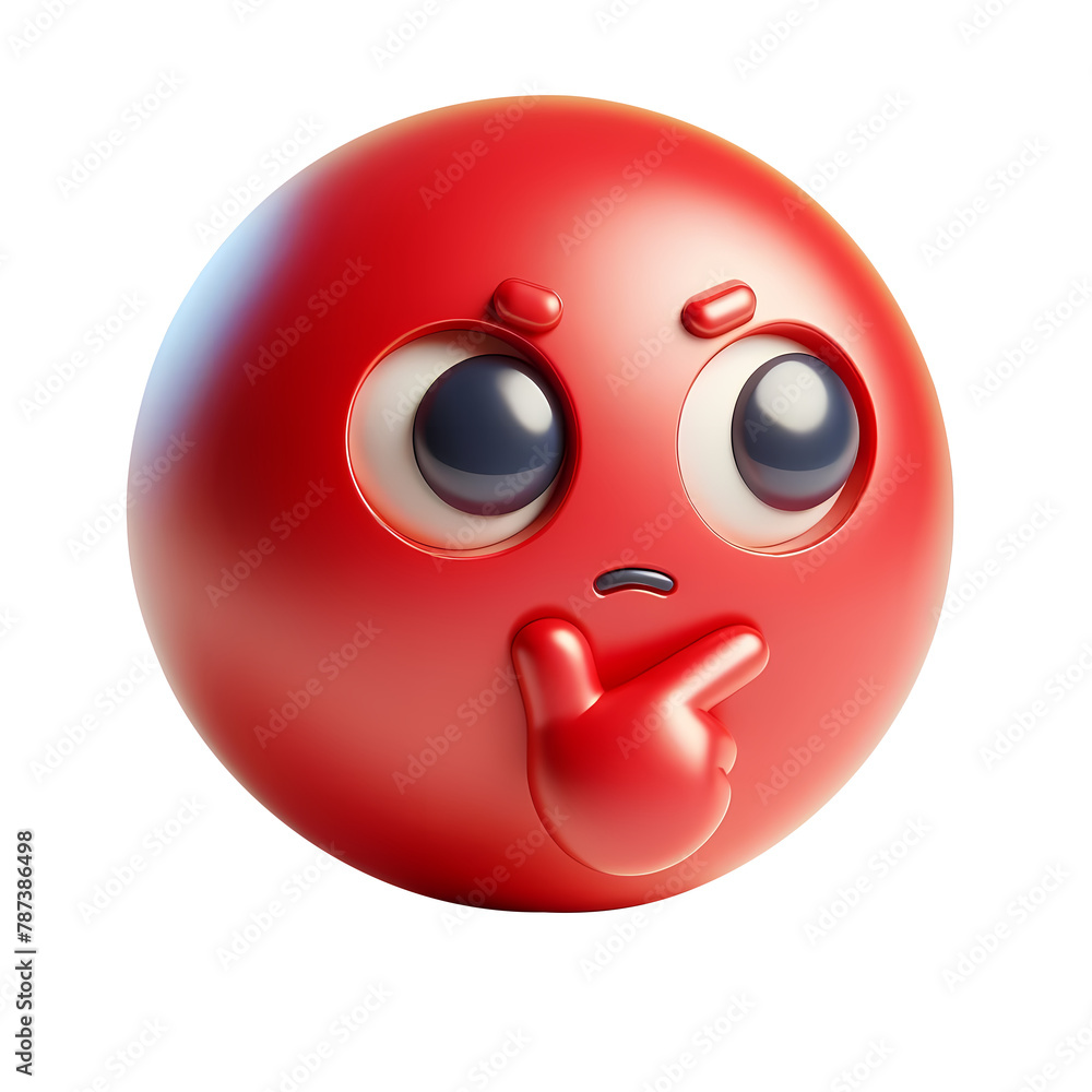 3d red thinking face emoji icon. Realistic 3d high quality isolated render 3d red thinking face emoji icon. Realistic 3d high quality isolated render