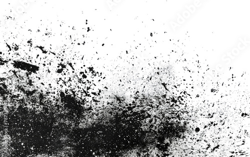 Grungy Black Noise Texture Overlay , Black grunge noise texture overlay isolated on Transparent background. photo